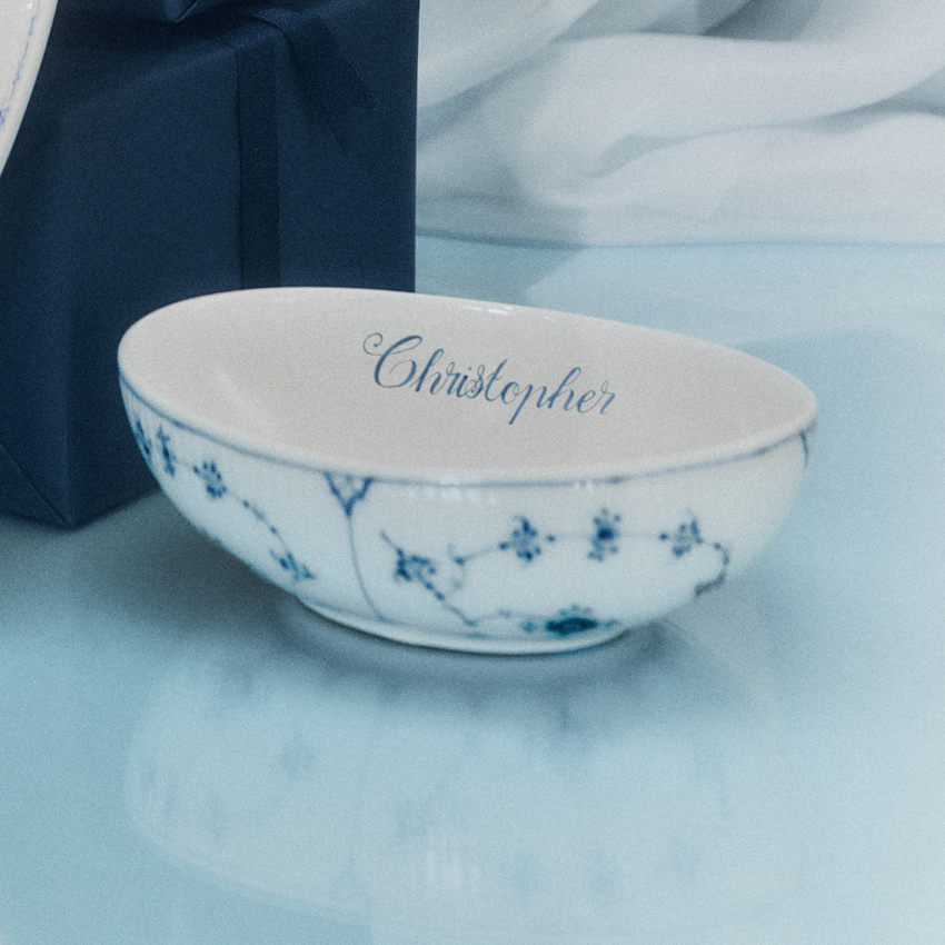 【数量・期間・店舗限定 名入れ承ります】 ブルーフルーテッド プレイン オーバルボウル ビスポーク 納期約5か月 (約5ヶ月後のお届け）
