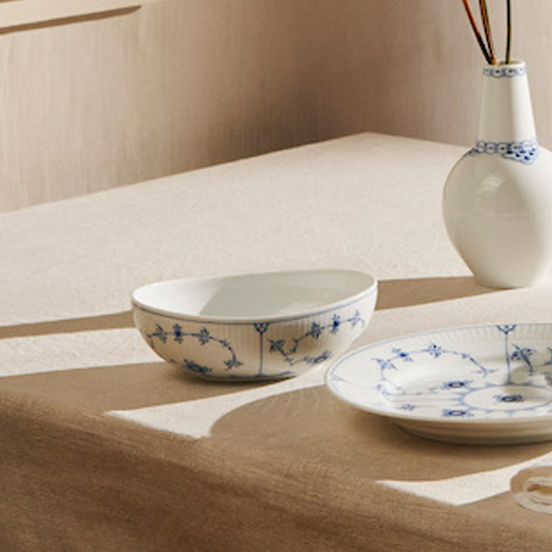 【数量・期間・店舗限定 名入れ承ります】 ブルーフルーテッド プレイン オーバルボウル ビスポーク 納期約5か月 (約5ヶ月後のお届け）