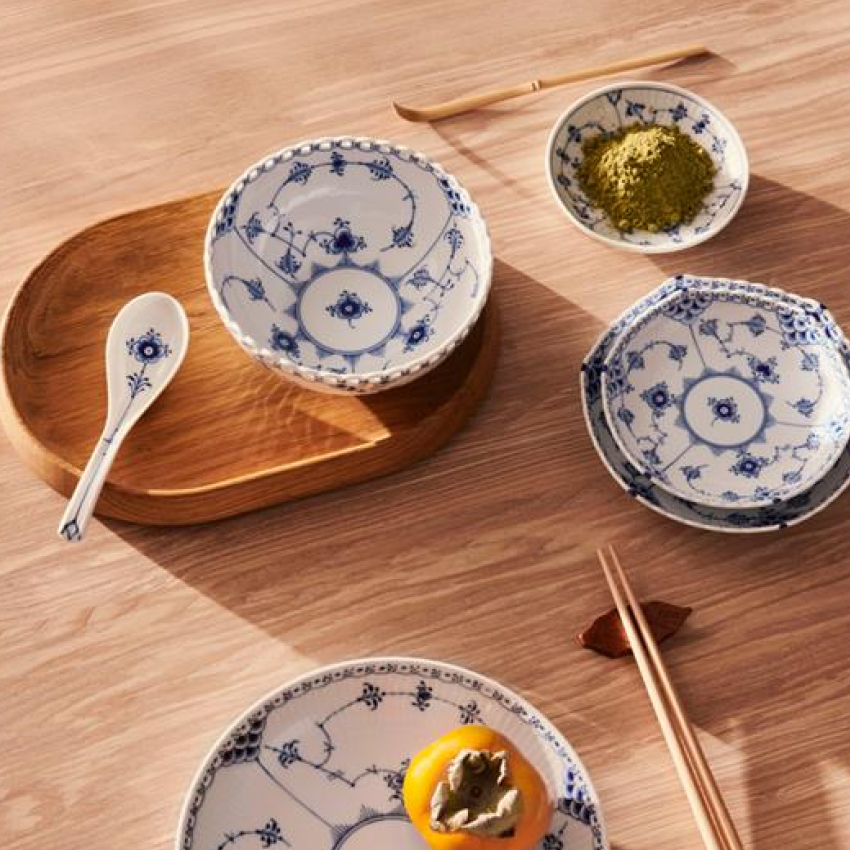 ブルー フルーテッド プレイン スプーン 15㎝