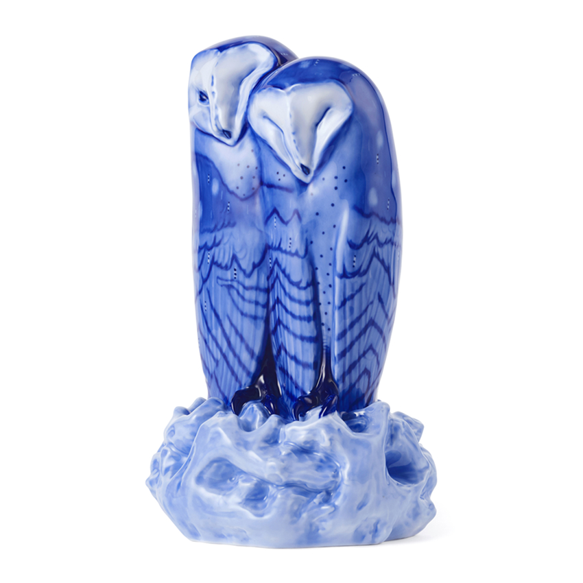 フィギュリン ブルーオウル カップル(男性への贈り物)