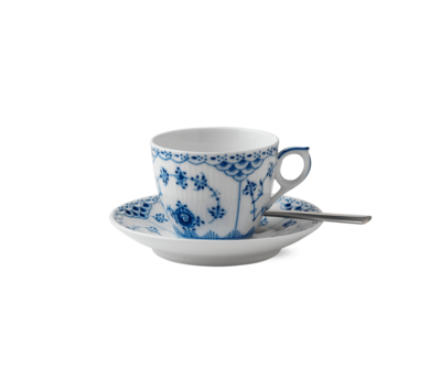 流行に  ブルーフルーテッド ハーフレース コーヒーカップ&ソーサー ロイヤルコペンハーゲン