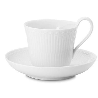 ホワイトフルーテッド ハーフレース ハイハンドルカップ&ソーサー 240ml